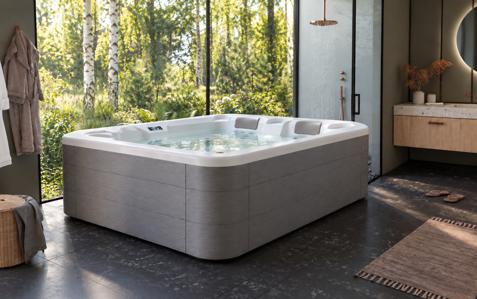 Pastatomas SPA baseinas Aquavia Natural 3P – vaizdas iš šono
