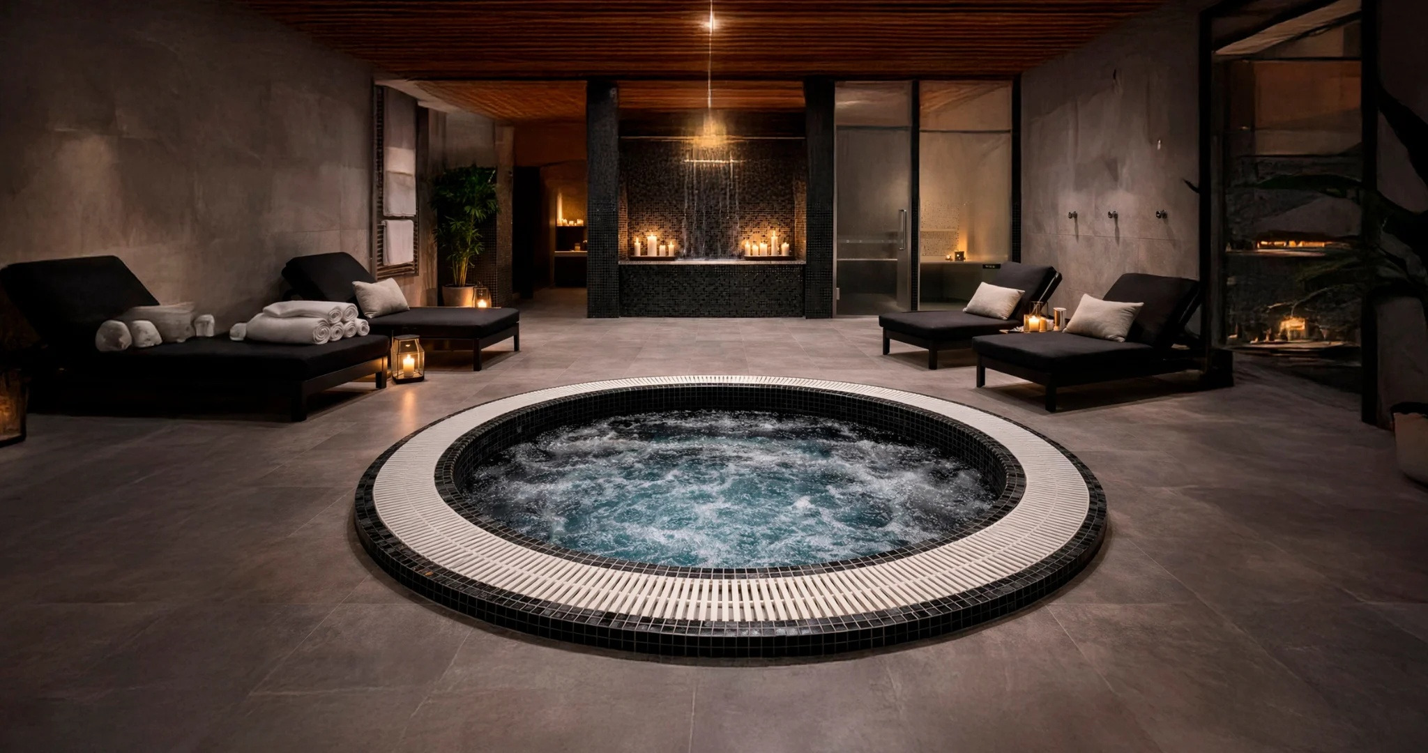 Aquavia Tiled 280 mozaikinis SPA baseinas vidaus poilsio erdvėje